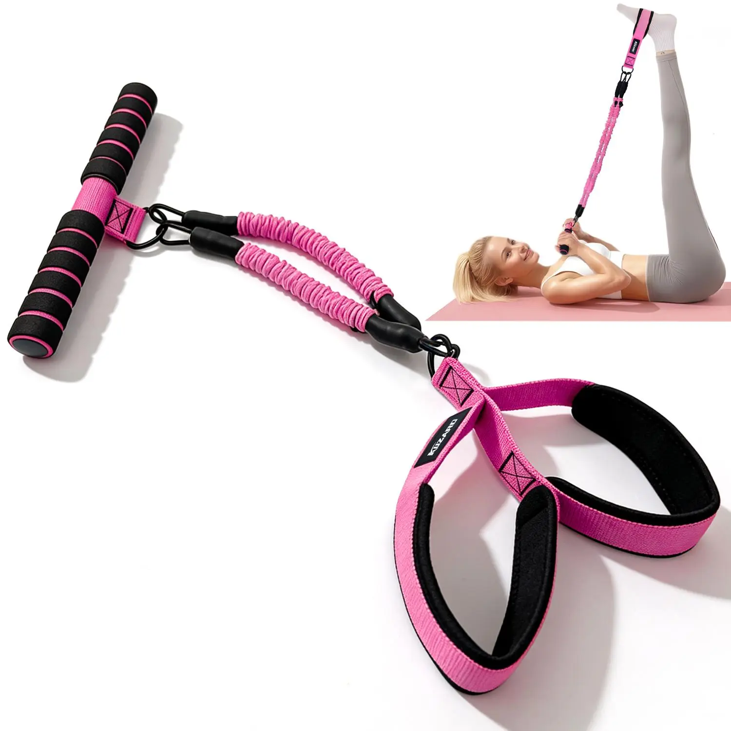KUZARO Pedal Resistance Band with Handles – Full Body Workout for Abs, Legs, Arms & Core, Home Fitness Trainer summervibes