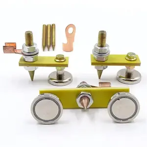 Magnetic Welding Ground Clamp, Dual Head Design with Copper Tail for Stable Metal Repairs, Ideal for Sheet Metal Work