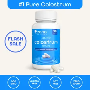Zena Nutrition Pure Colostrum Capsules 1500mg Grass-Fed Bovine Immune Digestive Support Gut Health Non-GMO Gluten-Free 90 Capsules 30 Day Supply - Fitness