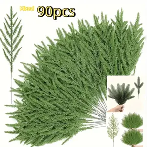 90pcs Artificial Pine Needles & Red Berries - Realistic Faux Greenery for Christmas Decor, Holiday Centerpieces
