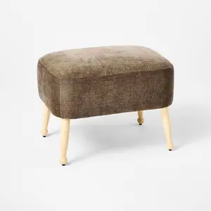 Corallina Upholstered Wooden Ottoman Natural Wood/Dark Brown (FA) - Threshold designed with Studio McGee