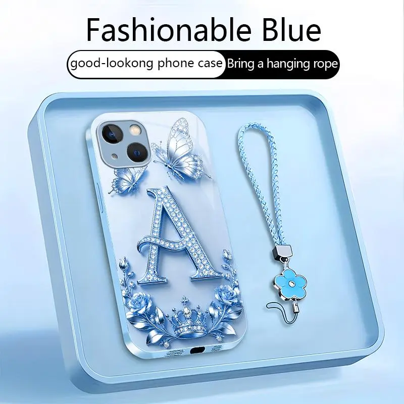 Suitable for [iPhone 15 Plus ] Women's high-end  phone case，Not a real 3D crystal diamond; the image features a 2D printed pattern. Choose from any of the 26 letters！YM99