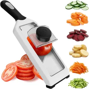 Fullstar Handheld Mandoline Slicer for Kitchen - 4 Thickness Settings Vegetable Food Onion Slicer, Julienne Blade, Stainless Steel Guard, Easy to Use, Sharp Blades, Veggie Slicer and Fruit Cutter
