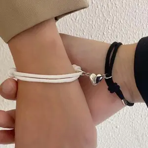 Springtok Y2K Love Magnetic Braided Rope Bracelet Men's and Women's Couple Daily Jewelry Anniversary Birthday Holiday Gift