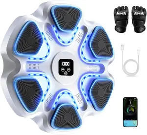 Boxing Machine for Kids and Adults, Wall Mounted Bluetooth Punching Trainer with Boxing Gloves, Intelligent LED Boxing Target Workout Machine for Teenagers Boys Girls