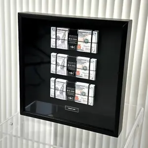 Dollars in a black wooden Poster, Stylish wall décor, Financial success, Exclusive gift, Print On Paper (Unframed)