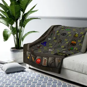 Custom Osrs Sherpa Fleece Blanket, Runescape Max Stats Soft Cozy Blanket, Gift Idea
