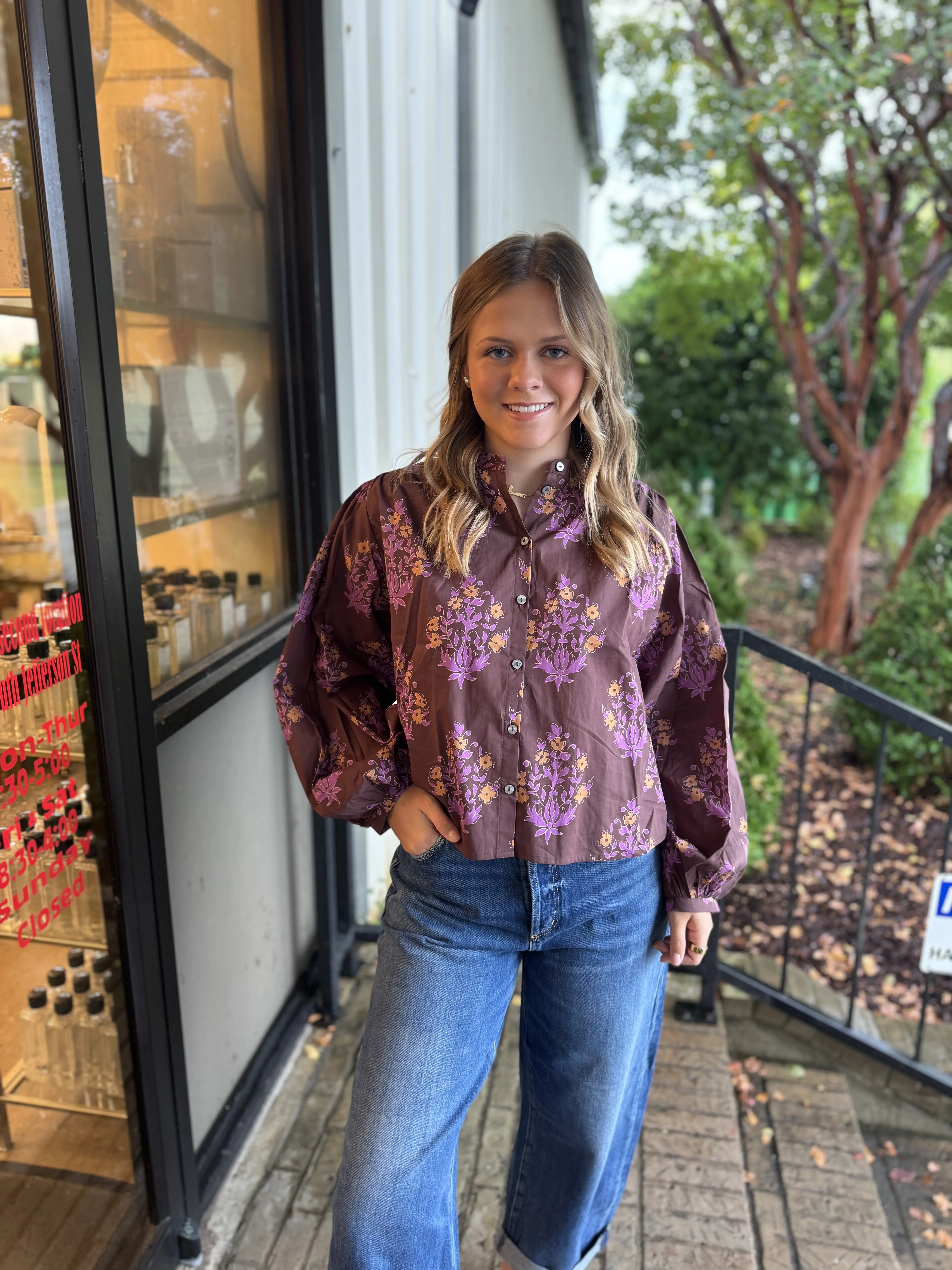 Chocolate Floral Blouse