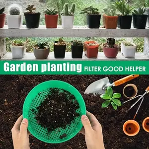 Set of 2 Gardening Sand and Soil Sifters, Round Lightweight Plastic Sieve for Sifting Soil, Sand, and Small Gravel, Ideal for Home Indoor Gardening.tasks