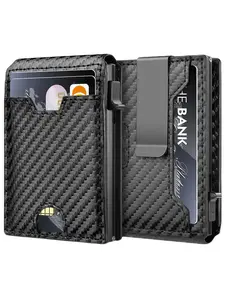 Minimalist Carbon Fiber Pattern Card Holder, Stylish Wallet Cards, Slim Leather Slots Credit Card Holder Wallets, Rfid Blocking Wallet for Men, Card Covers, Business Style Wallets, Casual Card Holder, Card Carrying Holder, Cardholder