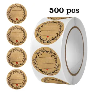 kraft paper self-adhesive labels, Labels for Kitchen, 2.54 cm round writable stickers, suitable for surfaces: jars, bottles, aluminum foil decoration for price tags