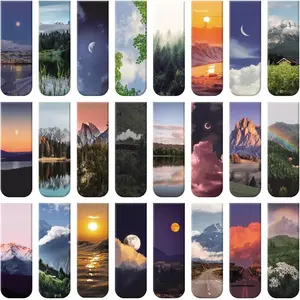 48 Pcs Magnetic Bookmarks, 24 Styles Cute Landscape Magnet Book Markers Magnetic Page Clip, Funny Magnet Page Markers Gifts for Women Men Reading