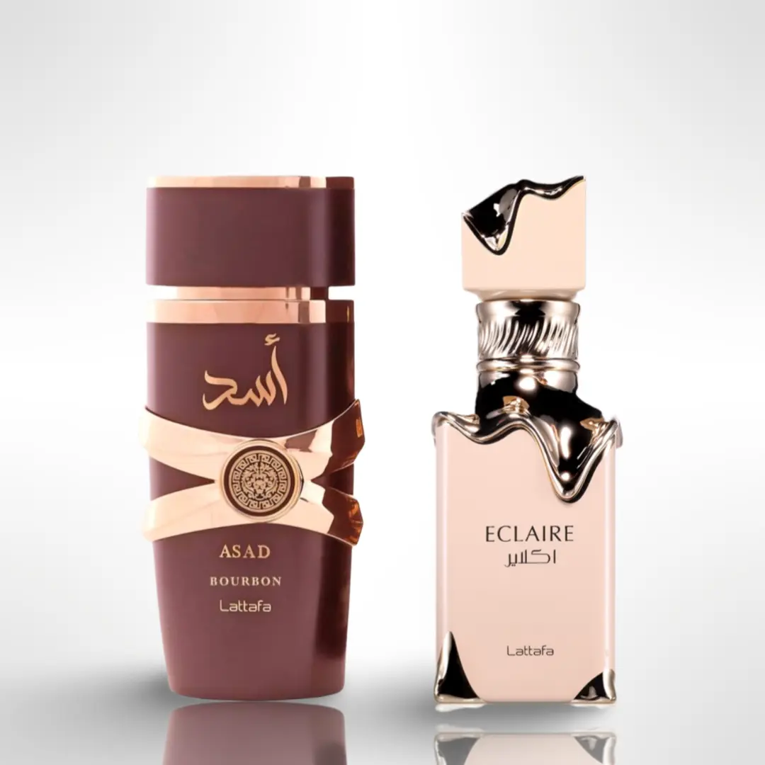 Lattafa ASAD BOURBON + ECLAIRE Luxury-Inspired Fragrance Duo Set - 3.4oz (100ML) Blueberry Scent EDP Scents, Elegant Fragrance Multi-Pack
