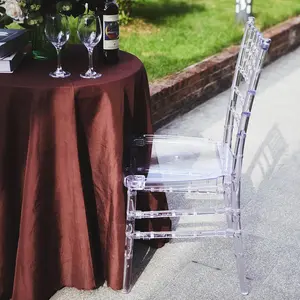 4 Pack Resin Chiavari Chairs Transparent and Stackable Clear - Sleek Armless Design for Weddings & Gatherings