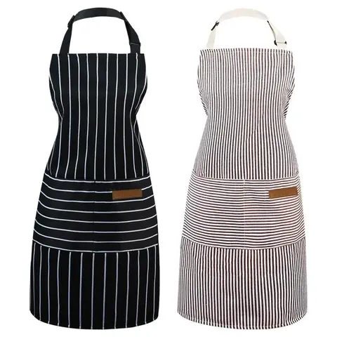 2 Pieces Aprons for Women with Pockets, Aprons for Men,Womens Kitchen Apron, Cooking Apron Adjustable Bib ChefApron(Unisex) Black Chef Adjustable Kitchen Pocket