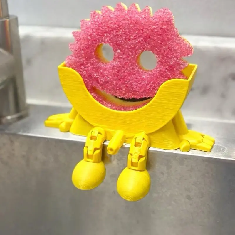 Cute Hanging Sponge Holder with Drainage – Keeps Your Sponge Dry & Smiling, For Scrub Daddy Holder, Funny Sponge Stand for Kitchen Sink, 3D Printing Countertop Sponge Holders