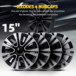 4pcs/Set 15Inch Sturdy All-Weather Wheel Rim Covers Premium Protection Easy Installation Enhanced Aesthetics Universal for Sedan Truck SUV Coupe Hubcaps for car enthusiasts