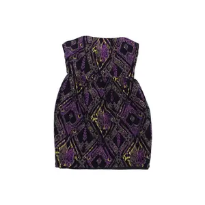 Shoshanna - Black & Purple Print Silk Strapless Dress Sz S