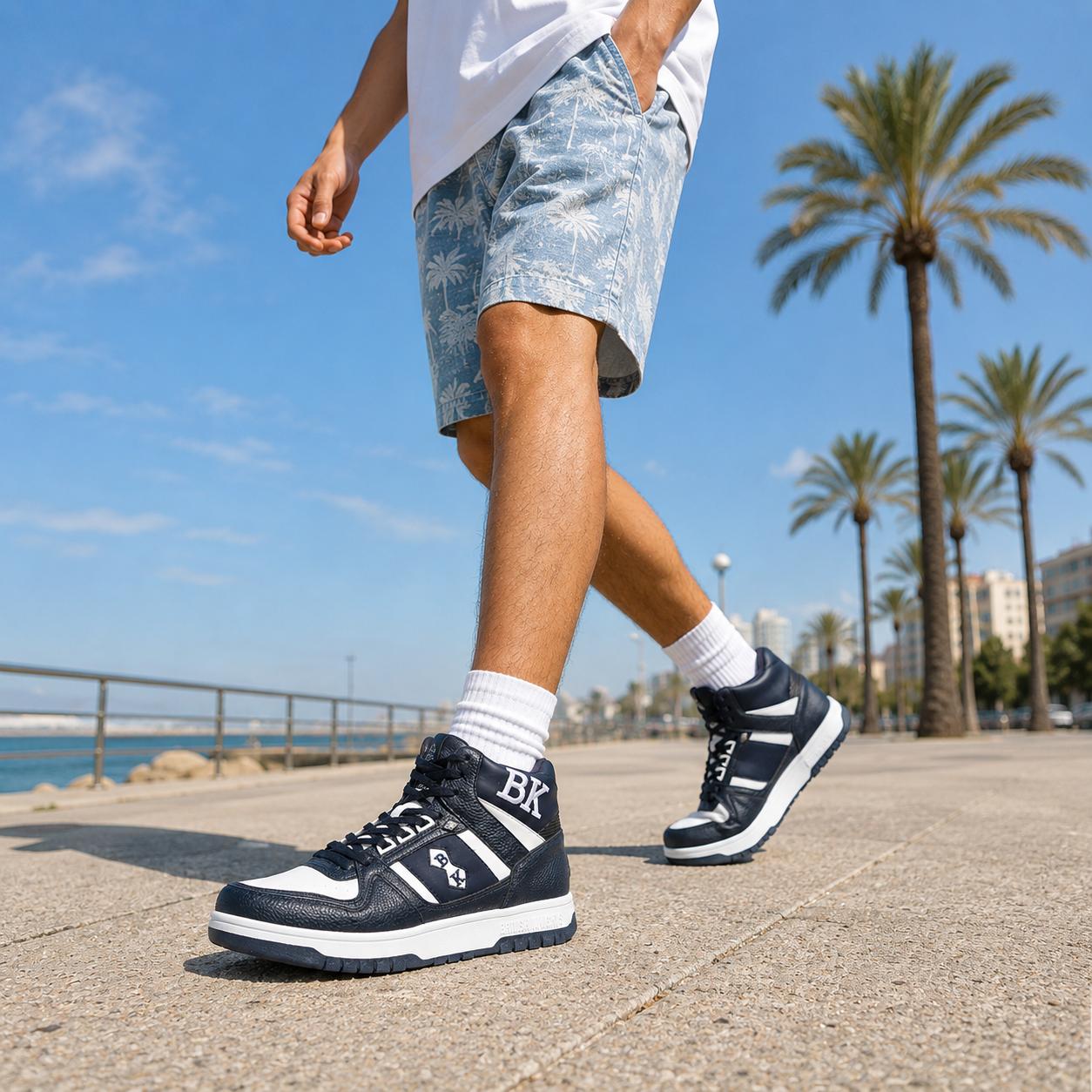 British Knights Versatile Black White High Top Sneakers for Men Casual Shoes for Work & Play Men's Summer Breathable Retro Shoes for Outdoor Fun Summer Vibes  All Season Wear  Memorial Day Weekend Casual Non-Slip