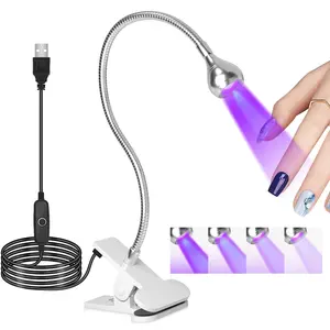 U V Light for Nails Gooseneck U V Lamp for Gel X Nails Mini Curing Light with Securing Clip Rotatable Flash Cure Light for Gel X Nails for Salon Nail DIY Home (Silver), Nail Art Tool for Home & Salon Use