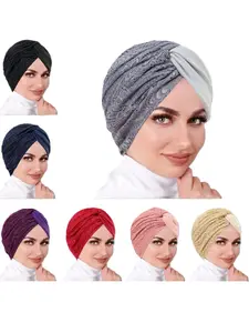 Women's Lace Patchwork Headscarf Hat, Comfortable Breathable Knit Cap, Fashion Twist Wraparound Hat, Style