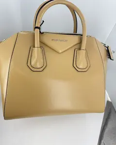 Pre-owned France Shoulder Bags GIVENCHY MODEL ANTIGONA Medium BAG BEIGE CAPPUCCINO H 0231, TAN, LEATHER handle bag , zipper closure