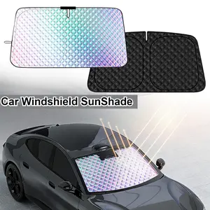 Iridescent Car Sunshade for Windshield – Holographic Coating, Foldable UV Protection Visor, Keeps Vehicle Cool,Foldable with Storage Bag,Universal Fit for Cars,SUVs,Trucks,Car Stuff