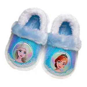 Frozen Girls' Slippers - Elsa and Anna Plush Lightweight Warm Comfort Soft Aline House Shoes Blue Purple (sizes 5-12 Toddler)