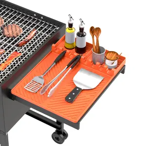 Silicone Grill Mat, 1 Count Silicone Griddle Tool Mat with Drip Pad, Non-slip Spatula Mat for Outdoor Grill Kitchen Counter