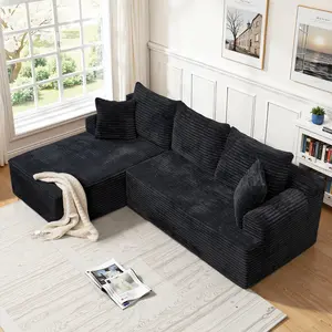 L-Shaped Modern Chenille Sofa Oversized L-shaped Sofa with Chaise MinimalistCompressed Plush Corduroy Modular Cloud Sofa forLiving Room & Bedroom No Assembly Needed