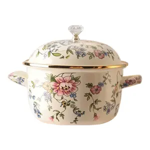 Enameled Cast Iron Dutch enamel pot  with Lid,  Wide Handles Even Heat Distribution,Storing,  Meal Prep,Easy-Clean Multifunctional Kitchen Gadget,All Cooktops,  Cookware Kitchen,Kitchen Utensils ,Casserole Pot, Perfect Gift for Valentine's Day