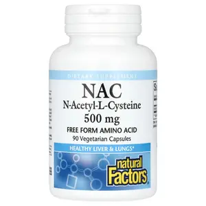 Natural Factors NAC, N-Acetyl-L Cysteine, 500 mg, 90 Vegetarian  Capsules