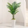 VITALISMO 5ft Artificial Potted Plastic Palm Plant with Tall White Planter - 12 Realistic Branches, Decorative Fruits, Moss-Matched Look, Modern Fit, Tropical Vibe for Room, Garage, Toilet Decor,home decor
