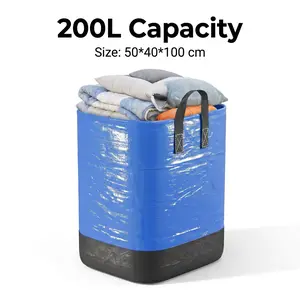 200L Heavy Duty Storage Bags, Extra Large Waterproof Storage Totes with Reinforced Handles, Reusable Foldable Moving Bags Alternative for Clothes Quilts Blankets, Tear Resistant Space Saving