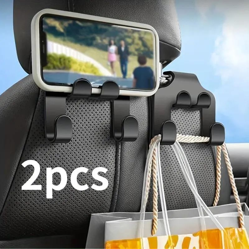 2pcs Car multifunctional phone holder hook, car interior rear seat multifunctional storage hook, Cell Phone Mount, Car Phone Stand