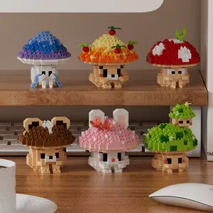 Cute Mushroom Series Building Blocks, 1 Box Assemble Puzzle Toy, Creative Desktop Ornament, Birthday Gift for Friends