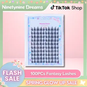 Ninetynine Dreams 100PCs Fantasy Lashes | Dramatic Spiky 10–16mm C+ Curl Manhua Anime Style DIY Lash Clusters — Waterproof, Long-Lasting, Reusable & Pre-Mapped Beginner-Friendly with Ultra-Thin Black Band False Eyelashes For Bold Eye-Catching Looks