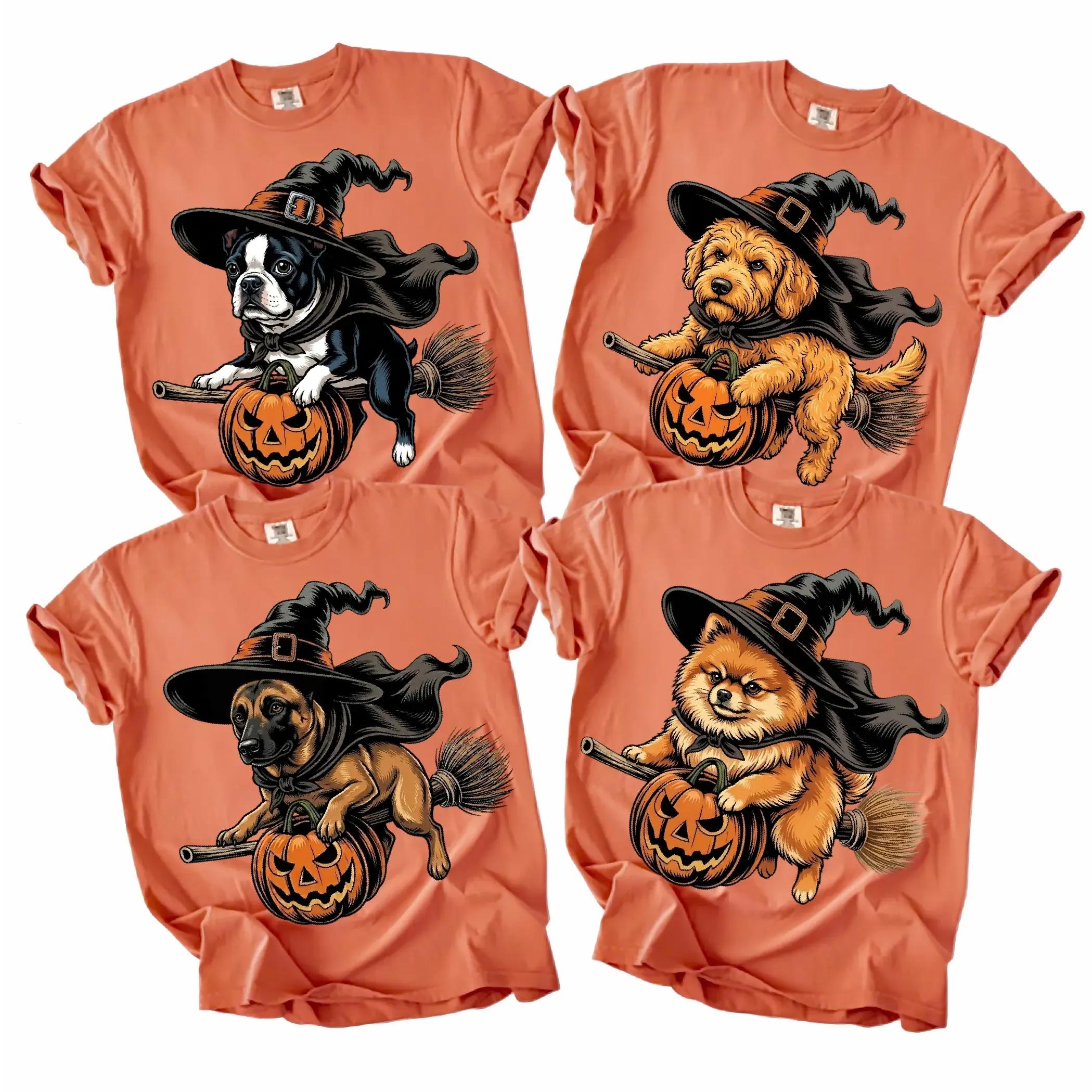 Custom Dog Comfort Colors Yam 50+| Funny Halloween Themed Shirt for Dog Lover | Breed Specific Witch Costume Dog Print Tee Cute Halloween Style | Halloween Gift for Dog Lovers