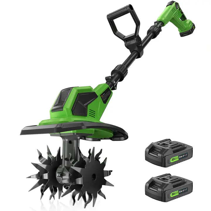 20V Cordless Garden Tiller, Electric Mini Rototiller with Dual 4.0Ah Batteries, 48 Steel Tines, 360 RPM Motor, 9" Wide × 6.6" Deep Tilling for Weeding, Soil Preparation, Flower Beds & Vegetable Gardens | Back to School
