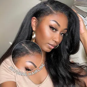 Simidola 4C Edges Realistic Hairline 13x6 Frontal HD Lace Kinky Curly Wig 100% Human Hair 13x4 Front Lace Wig With Kinky Straight Baby Hair