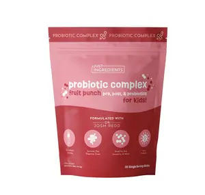 Just Ingredients Kids Probiotic Complex Drink Powder Mix – Fruit Punch Flavor – 30 Single-Serving Sticks | Prebiotic, Probiotic & Postbiotic Blend | Supports Gut Health, Digestion & Immune Function*