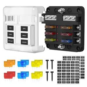 Eunik 12 Way Fuse Block, 12 Volt Blade Fuse Block with LED Indicator 12 Circuit Fuse Box 12V ATO/ATC Marine Fuse Panel 24V with Waterproof Cover Fuse Terminals for Automotive Boat Car RV