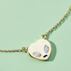 Tiny Alien 10K Yellow Gold and Opal Necklace