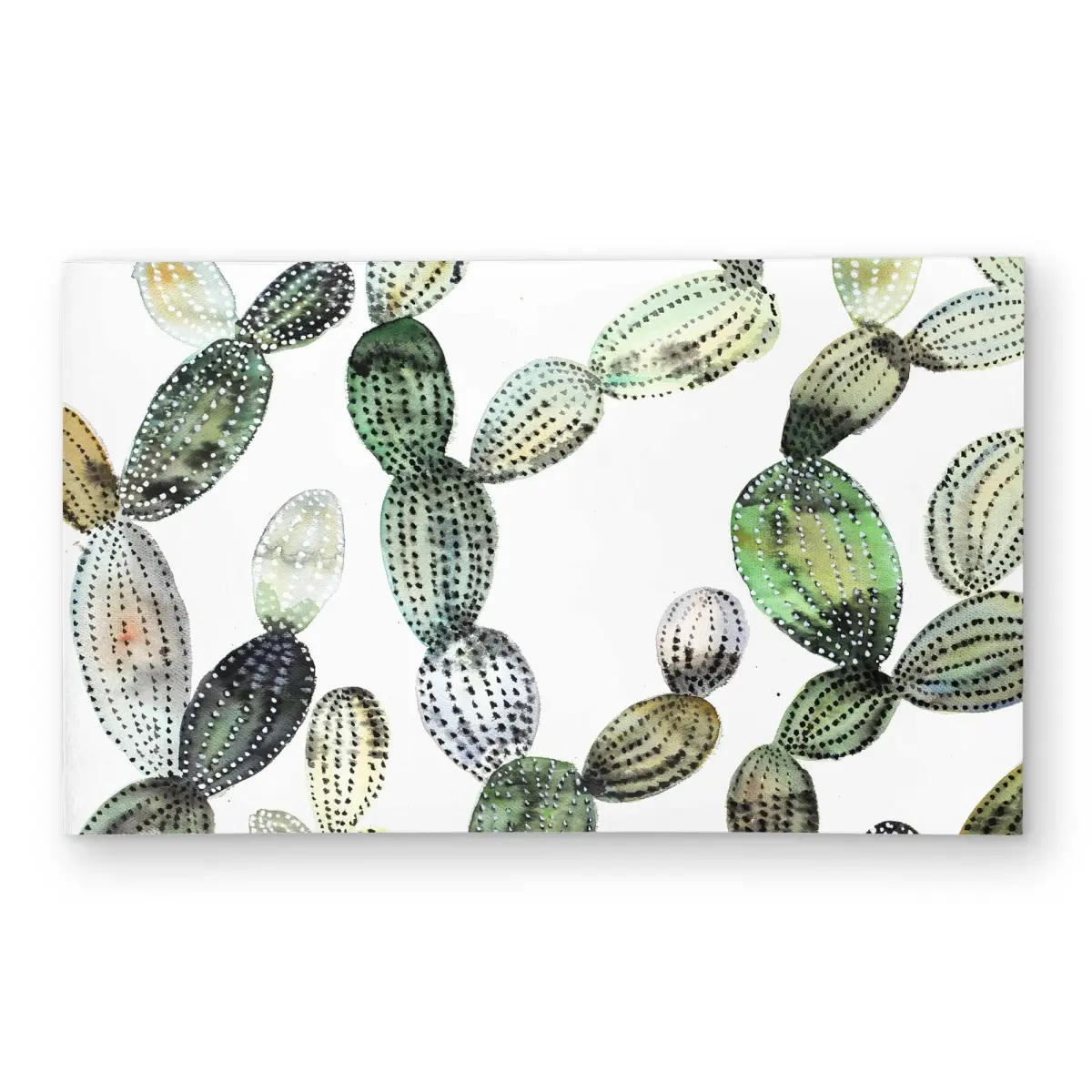 Begin Home Decor C1ROAR35SSZHRT Decorative Rectangular Rug - 3x5 ft. Exotic Green Outdoor Opuntia Cactus Artwork Western Cactus Print Area Rug, Decorative Rug