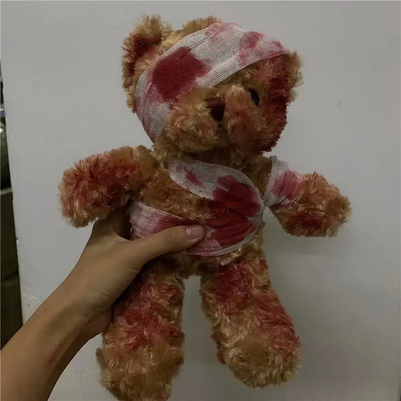 Bandaged Look Halloween Rose Teddy Bear, Soft Plush Dark Academia Macabre Decoration, Durable Stress Relief Stuffed Animal (Toys & Hobbies - Classic & Novelty Toys)