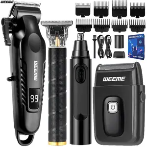 Men's Electric Shaver Set, Home & Car Use, Trimmer, Nose Hair Clipper, Portable Travel Grooming Kit, 2-4 Piece Set, Multifunctional Hair Shaver