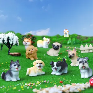 7/14 Hot-Selling Dog Resin Figurines Cute Adorable Dog Miniature Landscape Creative Car Desktop Ornaments Blind Box Gardening Mini Accessories Collectible Figurine