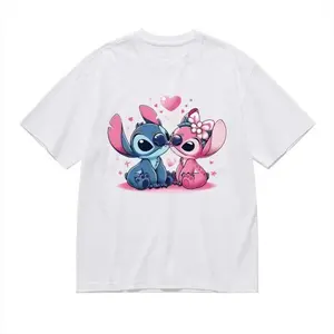 Authentic Disney Licensed Lilo & Stitch T-Shirt, Experiment 626 Graphic Print Tee, Soft Cotton Blend, Crew Neck, Short Sleeve, Casual Daily/Theme Park Wear, Unisex S-5XL, Kawaii Blue Alien Shirt for Stitch Fans