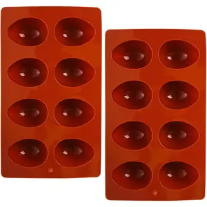 8-Cavity Easter Egg Shape Silicone Molds, 2Pcs Food-grade Baking Supplies for DIY Cake Decoration, Chocolate, Candy, Jello, Pastry, Muffin, Bread, Ice Cube
