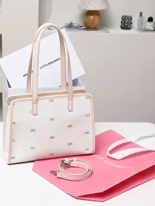 Elegant Printed Tote Bag for Modern Career Women, House of Littlebunny Urban Commute, Subtle Color Accents, Stylish Handbag